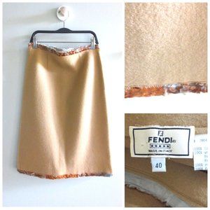 AUTHENTIC FENDI 100% WOOL PENCIL SKIRT MIDI Sz-40 $1050